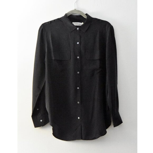 NWT Everlane The Washable Silk Relaxed Shirt Button Down Black Blouse Size 6 - Picture 3 of 15